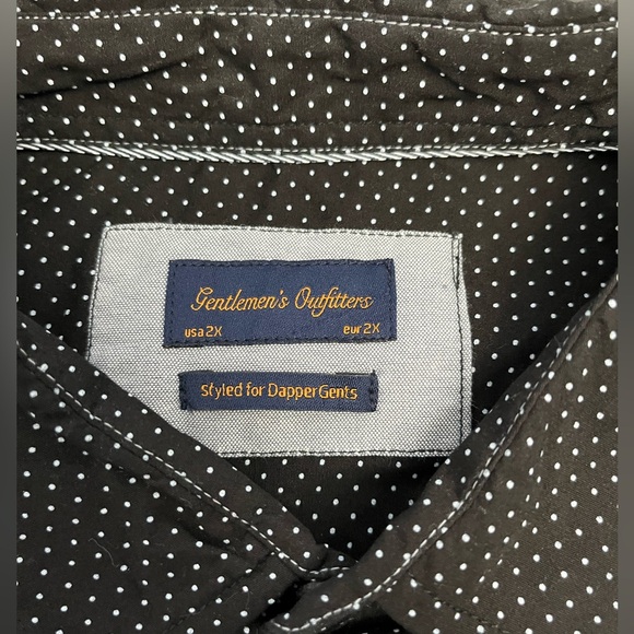Gentlemen’s Outfitters Polo Shirt, black with white polkadots, size 2XL - Picture 3 of 4